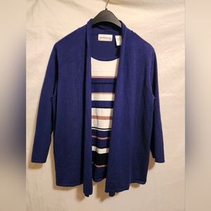 Alfred Dunner Always together Attached- top Cardigan Size M, Royal Blue